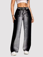 FM- V3 Women’s High-Waisted Wide-Leg Denim Pants